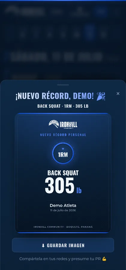 Insignia de IronHill que celebra un nuevo récord personal