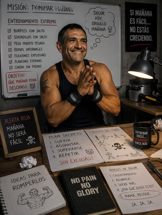 Pedro en su oficina, planeando el WOD de mañana